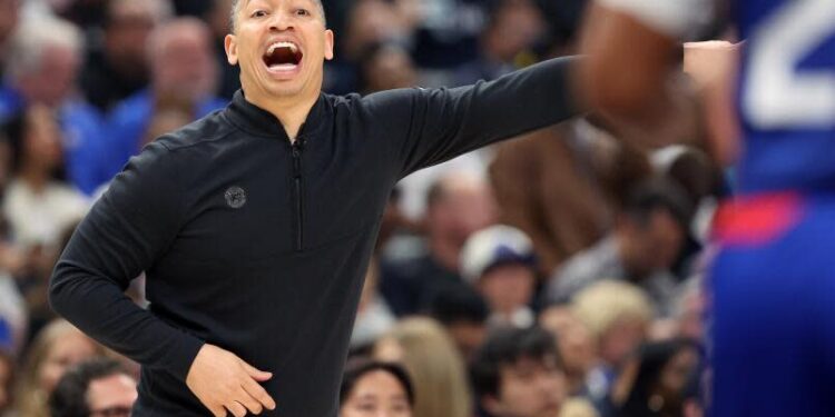 Los Angeles, California March 12, 2024-Clippers head coach Tyronn Lue during a game against the Timberwolves at Crypto.com Arena Tuesday. (Wally Skalij/Los Angeles Times)