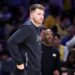 Los Angeles, California February 6, 2025-Lakers Luka Doncic watches the game from the bench during a game with the Warriors at Crypto.com Arena Thursday. (Wally Skalij/Los Angeles Times)