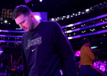 Los Angeles, California February 6, 2025-Lakers Luka Doncic listens.