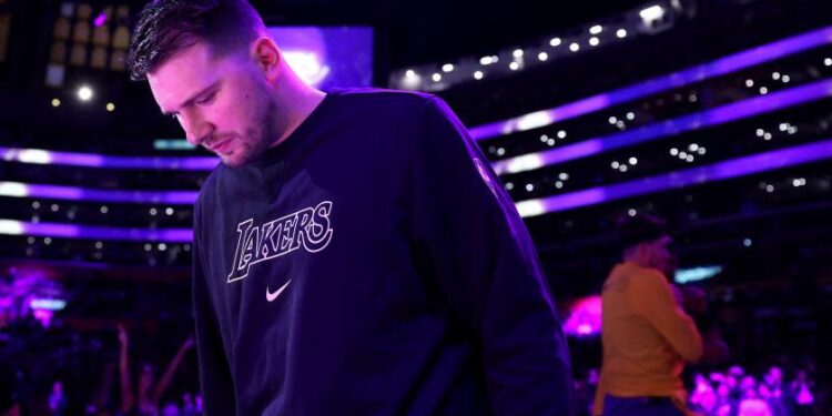 Los Angeles, California February 6, 2025-Lakers Luka Doncic listens.