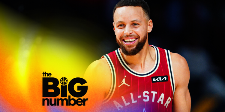 Stephen Curry #30 of the Western Conference smiles during the NBA All-Star Game, February 18, 2024. (Photo by Catalina Fragoso/NBAE via Getty Images)