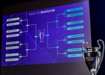 Screen showing draw spider chart with European Cup in foreground