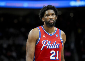 Uncertainty continues to reign over the long-term health of Joel Embiid. (Photo by Nic Antaya/Getty Images)