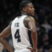 San Antonio Spurs De'Aaron Fox (4) moves on court against the Atlanta Hawks during the second half of an NBA basketball game, Wednesday, Feb. 5, 2025, in Atlanta. (AP Photo/Mike Stewart)