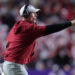 BATON ROUGE, LOUISIANA - NOVEMBER 30: Head coach Brent Venables of the Oklahoma Sooners reacts against the LSU Tigers during a game at Tiger Stadium on November 30, 2024 in Baton Rouge, Louisiana. (Photo by Jonathan Bachman/Getty Images)