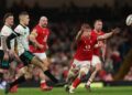 Ireland fly-half Sam Prendergast in action against Wales