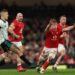 Ireland fly-half Sam Prendergast in action against Wales