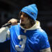 DETROIT,MICHIGAN-JANUARY 18:  Rapper and former basketball player LiAngelo Ball, also known by G3 GELO, performs during an NFL Divisional Round game between the Detroit Lions and the Washington Commanders  in Detroit, Michigan USA, on Saturday, January 18, 2025. (Photo by Amy Lemus/NurPhoto via Getty Images)