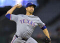 ANAHEIM, CALIFORNIA - SEPTEMBER 27: Jacob deGrom #48 of the Texas Rangers pitches in the first inning against the Los Angeles Angels at Angel Stadium of Anaheim on September 27, 2024 in Anaheim, California. (Photo by Jayne Kamin-Oncea/Getty Images)