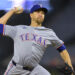 ANAHEIM, CALIFORNIA - SEPTEMBER 27: Jacob deGrom #48 of the Texas Rangers pitches in the first inning against the Los Angeles Angels at Angel Stadium of Anaheim on September 27, 2024 in Anaheim, California. (Photo by Jayne Kamin-Oncea/Getty Images)