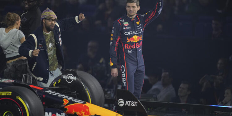 Red Bull driver Max Verstappen of the Netherlands attends the F1 75 Live launch event at the O2 arena in London, Tuesday, Feb. 18, 2025. (AP Photo/Kin Cheung)