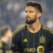 LOS ANGELES, CA - OCTOBER 27: Olivier Giroud #9 of Los Angeles FC prior to  the match against Vancouver Whitecaps at BMO Stadium on October 27, 2024 in Los Angeles, California. Los Angeles FC won the match 2-1 (Photo by Shaun Clark/Getty Images)