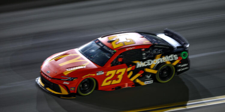 DAYTONA BEACH, FLORIDA - FEBRUARY 13: Bubba Wallace, driver of the #23 McDonald's Toyota drives during the NASCAR Cup Series Duel 1at Daytona International Speedway on February 13, 2025 in Daytona Beach, Florida. (Photo by Jared C. Tilton/Getty Images)