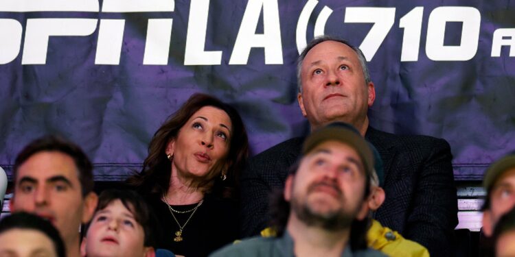 Kamala Harris at Lakers game