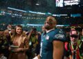 Jalen Hurts celebrates