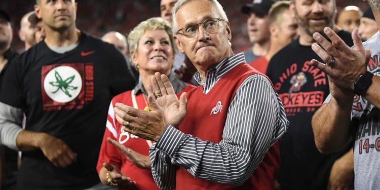 Jim Tressel claps