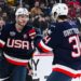 Matthew Tkachuk celebrates with Auston Matthews