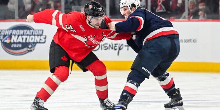 Brandon Hagel and Matthew Tkachuk fight