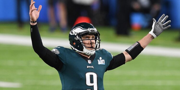 Nick Foles celebrates