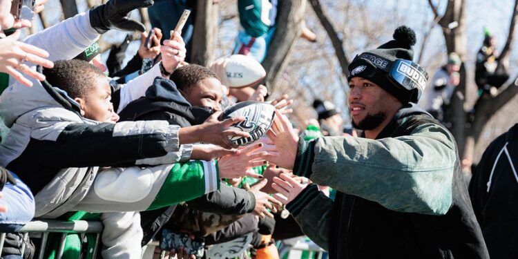 Saquon Barkley at the Eagles victory parade