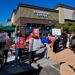 Starbucks employees strike outside their store, in Mesa, Arizona in US.