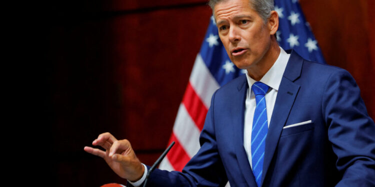 FILE PHOTO: U.S. Transportation Secretary Sean Duffy speaks in Washington
