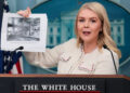 White House Press Secretary Karoline Leavitt holds a press briefing at the White House in Washington