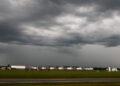 Storm clouds form over Florida State Prison, prior to the execution, by legal injection, of death row inmate Mark James Asay
