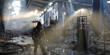 Aftermath of strikes on Donetsk