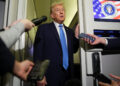 U.S. PresidentTrump speaks to the media aboard AF1 ahead of his arrival in Malaysia