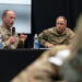 U.S. Army Lt. Gen. John Kolasheski and U.S. Army Maj. Gen. Christopher LaNeve speak with reporters in Poland near the Ukra...