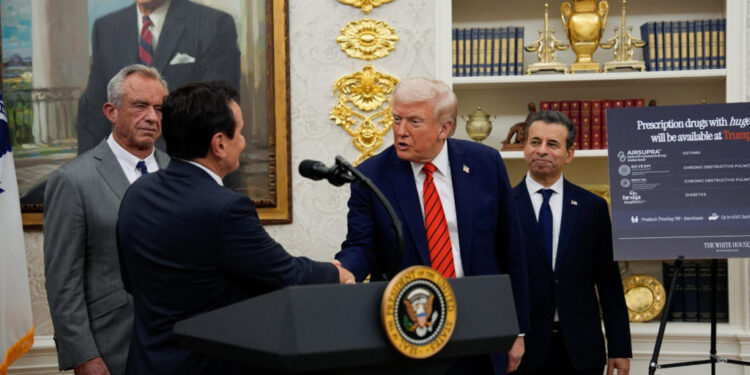 U.S. President Trump makes an announcement about lowering U.S. drug prices, in Washington