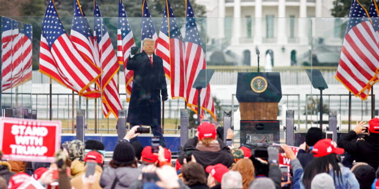 U.S. President Donald Trump holds a rally to contest the certification of the 2020 U.S. presidential election results by t...