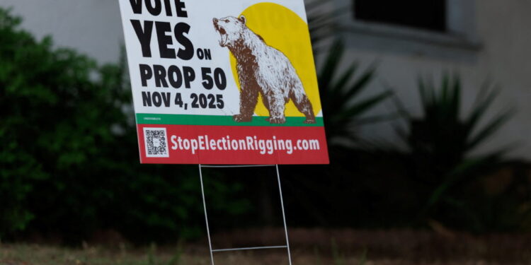 Yes on proposition 50 sign for redistricting in California