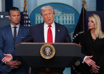 U.S. President Trump meets members of the media at the White House in Washington, D.C