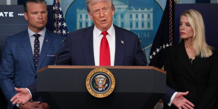 U.S. President Trump meets members of the media at the White House in Washington, D.C