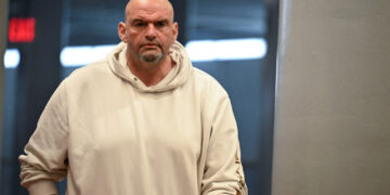 FILE PHOTO: US Senator Fetterman home after fall and brief hospitalization