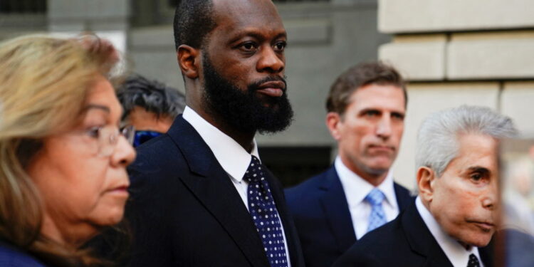 Rapper Prakazrel "Pras" Michel leaves U.S. federal court after being found guilty in Washington