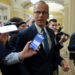 U.S. Senate Majority Leader Thune speaks with reporters after the Senate approved the Epstein bill at the Capitol in Washi...