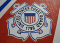 The seal for the U.S. Coast Guard is displayed in Monterey