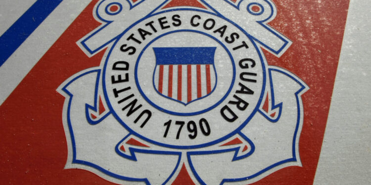 The seal for the U.S. Coast Guard is displayed in Monterey