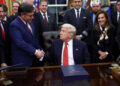 U.S. President Trump signs the funding bill to end the government shutdown, in Washington, D.C.