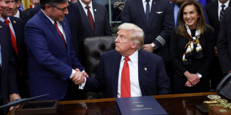 U.S. President Trump signs the funding bill to end the government shutdown, in Washington, D.C.