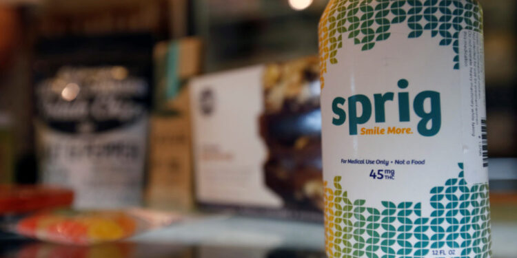 A beverage containing THC is pictured at Los Angeles Patients & Caregivers Group medicinal marijuana dispensary in Wes...