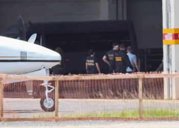 Silvinei Vasques, former head of the country's federal highway police, arrives on custody of Federal Police to Brasilia