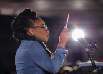 U.S. Representative Jasmin Crockett speaks at rally in Houston