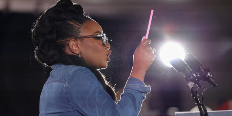 U.S. Representative Jasmin Crockett speaks at rally in Houston