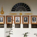 Portraits at the "Presidential Walk of Fame" in the Colonnade at the White House, in Washington
