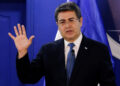 FILE PHOTO: Honduras' President Juan Orlando Hernandez speaks during a joint message with U.S. Department of Homeland Secu...
