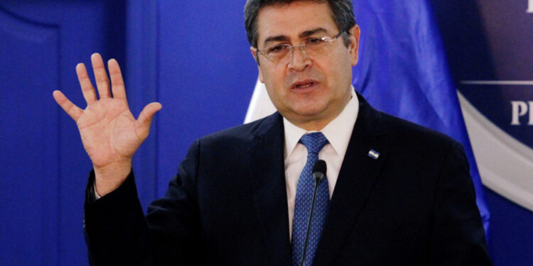 FILE PHOTO: Honduras' President Juan Orlando Hernandez speaks during a joint message with U.S. Department of Homeland Secu...